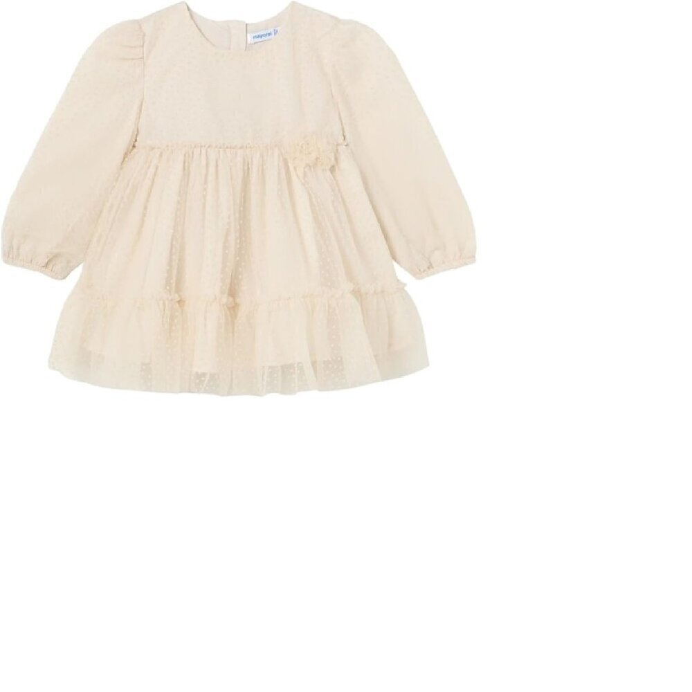 NWT - Mayoral Baby Toddler Girl Tulle Dress Cream